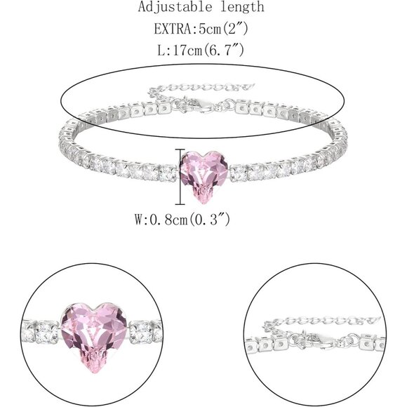 Women's Purple Dainty Trendy Adjustable Tennis Slide Bracelets Jewelry Gift - Picture 6 of 7